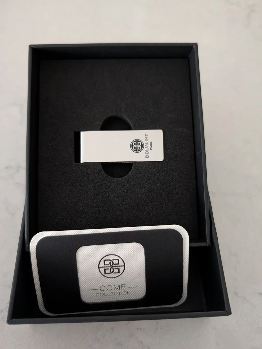 BOLVANAR Silver Money Clip and Card Holder Set